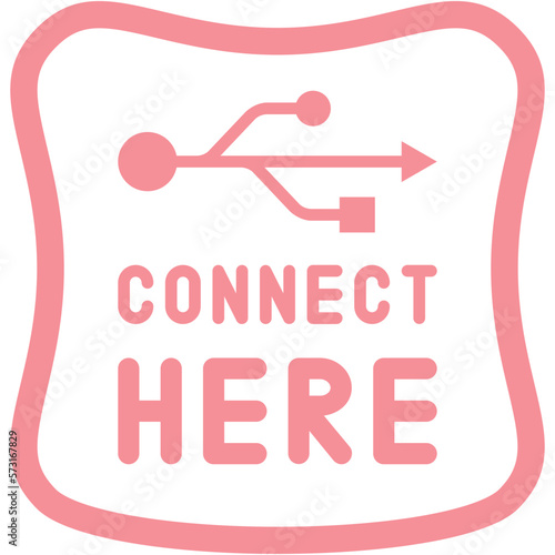 Connect here USB flash disk drive logo symbol
