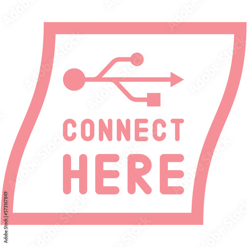 Connect here USB flash disk drive logo symbol
