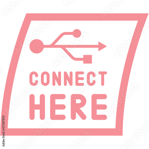 Connect here USB flash disk drive logo symbol
