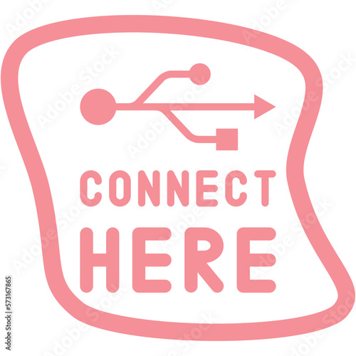 Connect here USB flash disk drive logo symbol
