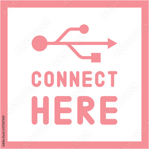 Connect here USB flash disk drive logo symbol
