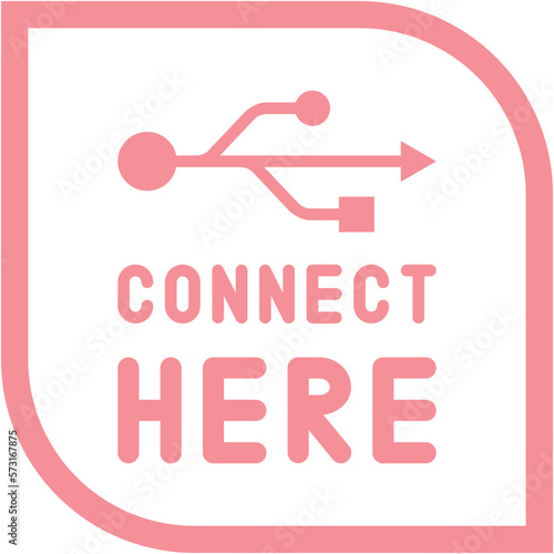 Connect here USB flash disk drive logo symbol
