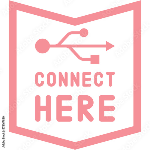 Connect here USB flash disk drive logo symbol
