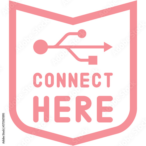 Connect here USB flash disk drive logo symbol
