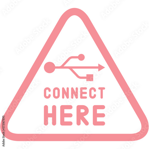 Connect here USB flash disk drive logo symbol
