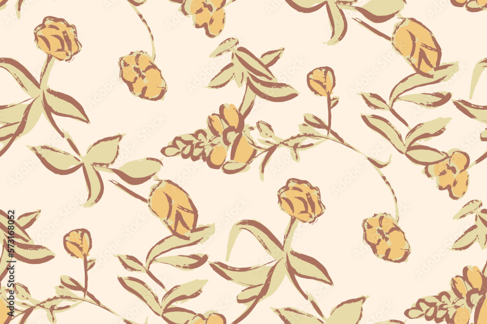 Fototapeta premium Beautiful floral motif. flowers intertwined in a seamless pattern on a gentle background