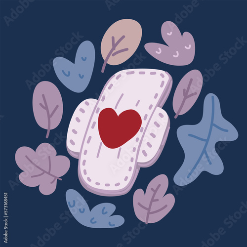 Vector illustration of White sanitary napkin or pads. Promotional mockup for feminine hygiene Menstrual blood absorbers for day and night.