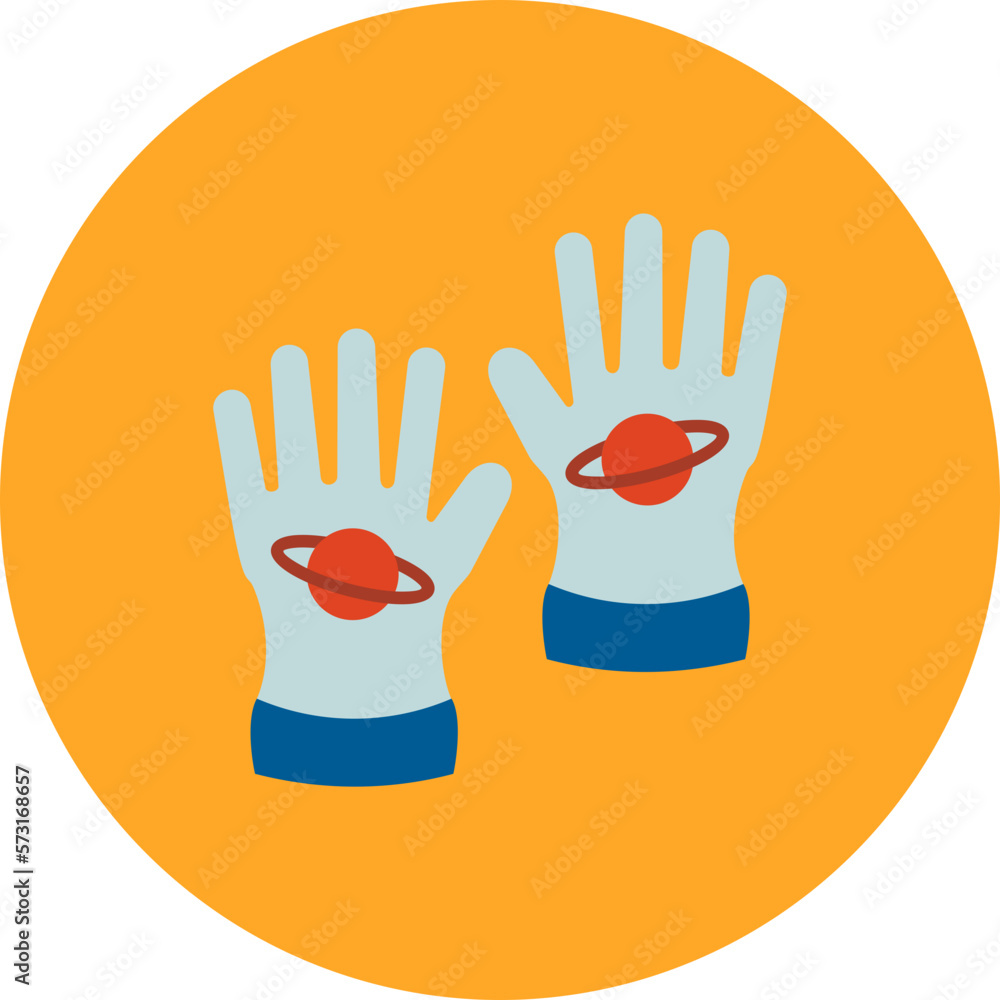 Space Gloves Multicolor Circle Flat Icon Space Gloves Multicolor Circle Flat Icon