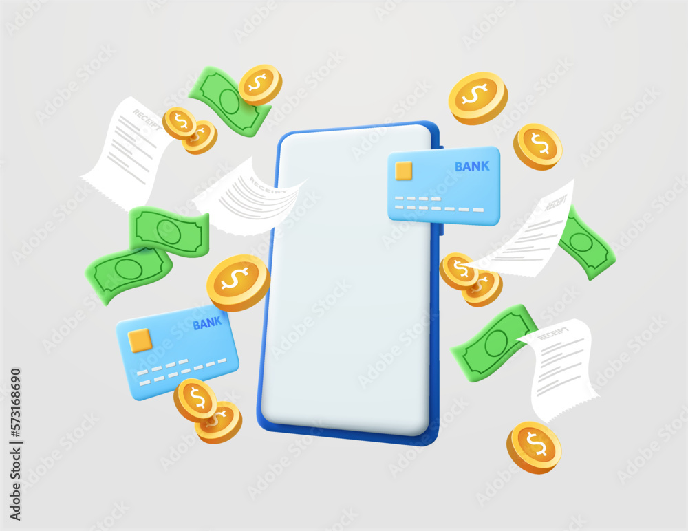 Banking Online Payments Icon Concept Payments Bill Receipt And Money