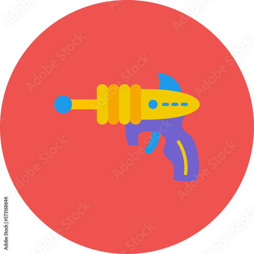 Space Gun Multicolor Circle Flat Icon