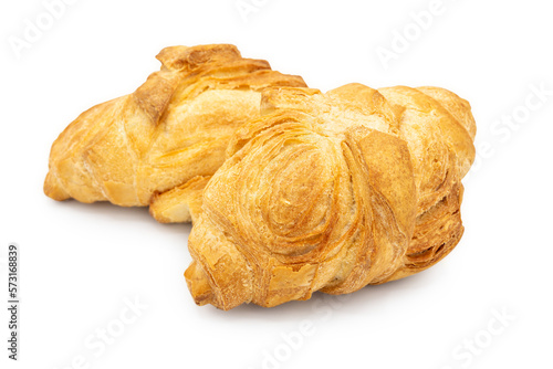 Foto Italian puff bread or pane schiocco closeup on isolated white background