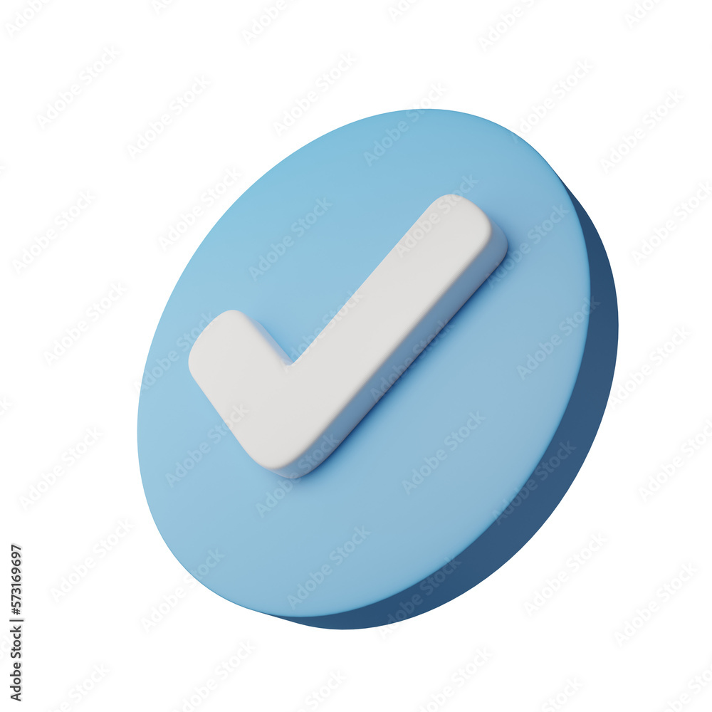 Blue check mark icon 3d illustration design, profile verified badge Blue check mark icon 3d illustration design, profile verified badge