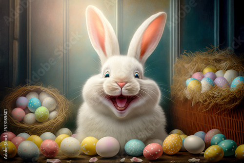 Wallpaper Mural Cute rabbit with Easter Eggs , Generative Ai Torontodigital.ca