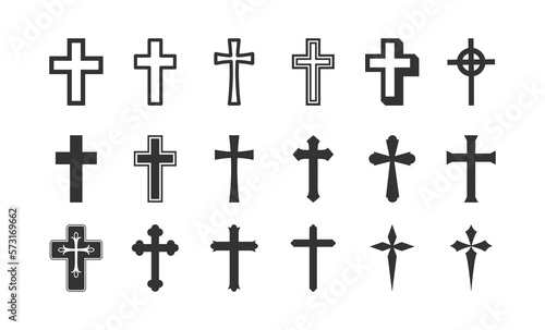 Religion cross vector icon set. Isolated cross icon vector design. Designed for web and app design interfaces.