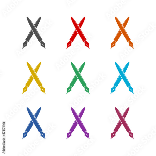 Fountain pen icon isolated on white background. Set icons colorful 