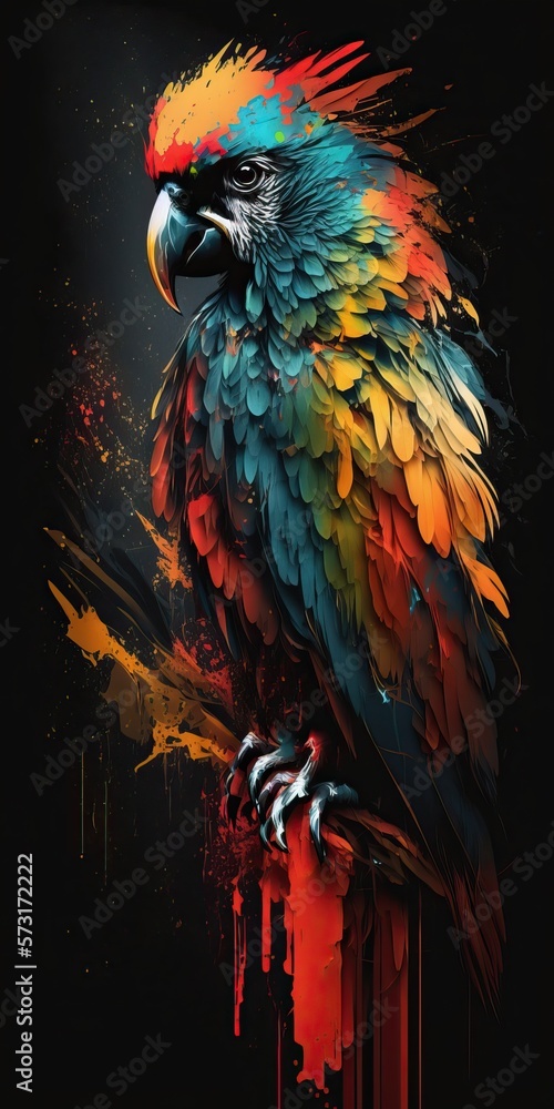Fototapeta premium Abstract Colorful Parrot Painting Art, Generative AI