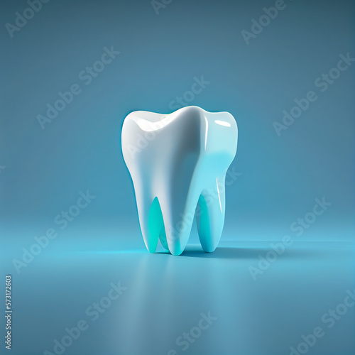 3d model of a tooth on a blue background. dentistry concept