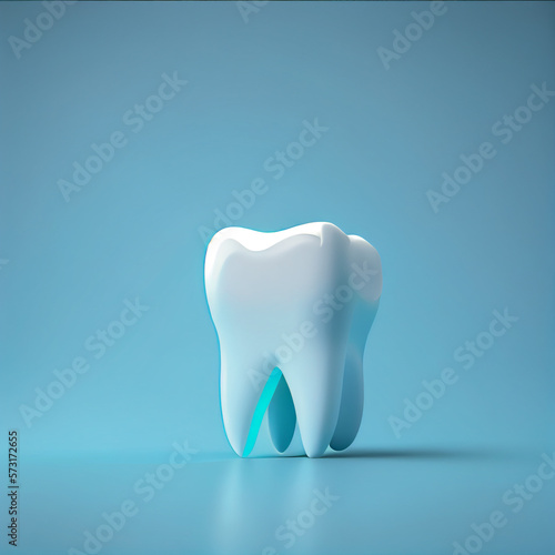 3d model of a tooth on a blue background. dentistry concept