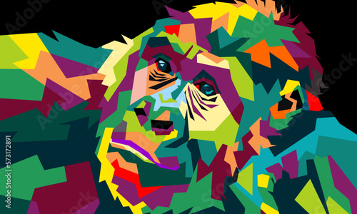 gorilla with colorful art