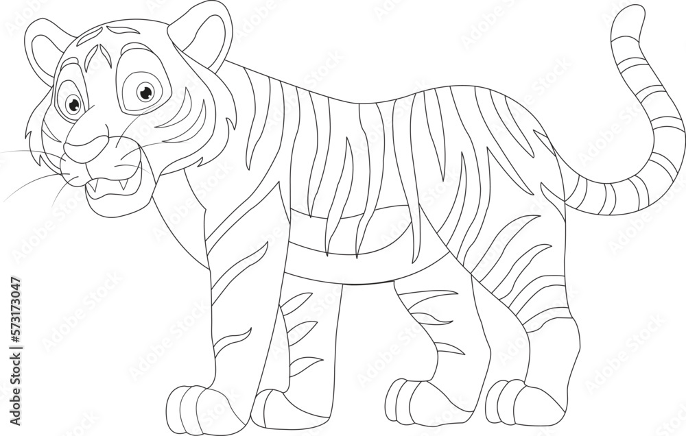 Obraz premium Tiger animals outline vector illustration