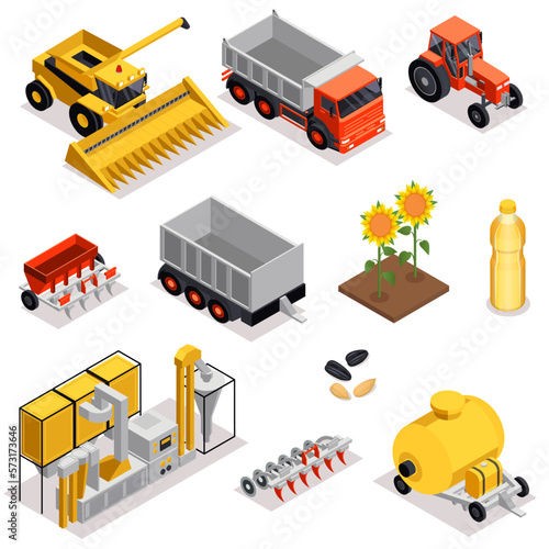Sunflower Production Icon Set