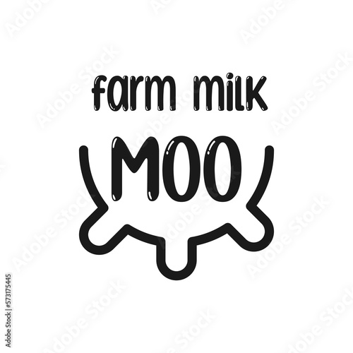 Logo for farm milk, cow, udder emblem, organic eco milk