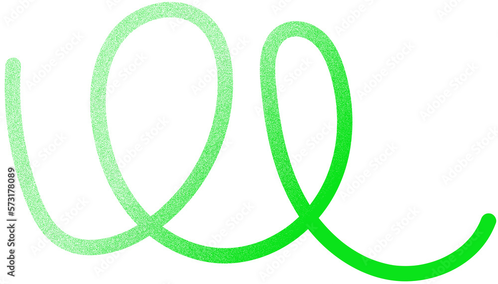 Scribble with noisy gradient. Green curvy line with grainy texture on transparent background Scribble with noisy gradient. Green curvy line with grainy texture on transparent background
