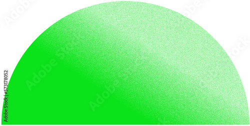 Geometric form with noisy gradient. Green semicircle with grainy texture on transparent background photo
