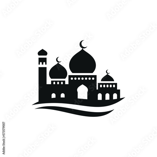 Mosque flat icon isolated on white background. Islamic ramadan icon vector