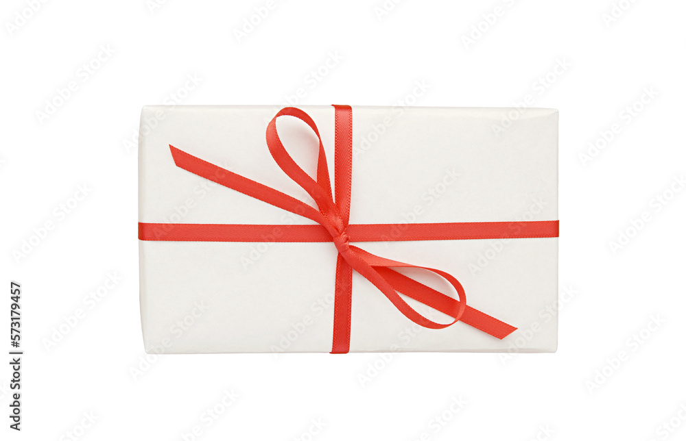 White gift box with red ribbon, Valentines day, Christmas gift, transparent background. White gift box with red ribbon, Valentines day, Christmas gift, transparent background.
