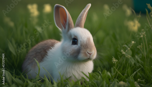 Hares eat grass. © Prasanth