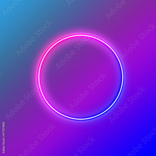 A glowing neon circle background on pinks and blues
