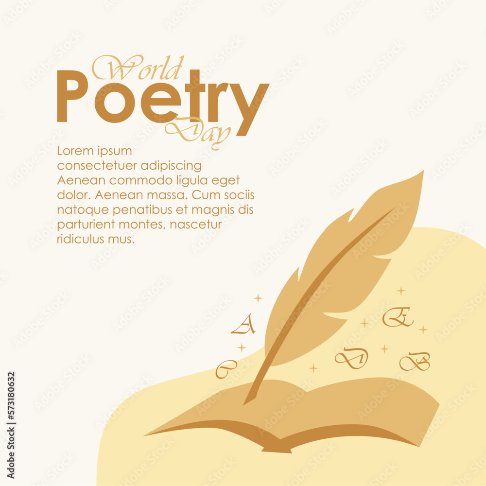 world poetry day social media feed design - obrazy, fototapety, plakaty 