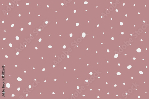 randomly dotted dusky pink background, white patchy dots on pink, vector illustration