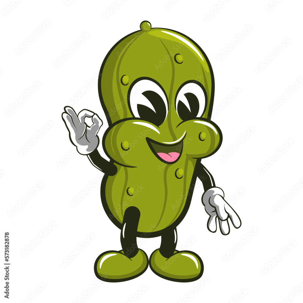 Fototapeta premium vector illustration character mascot food cute standing pickles says ok