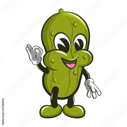 vector illustration character mascot food cute standing pickles says ok