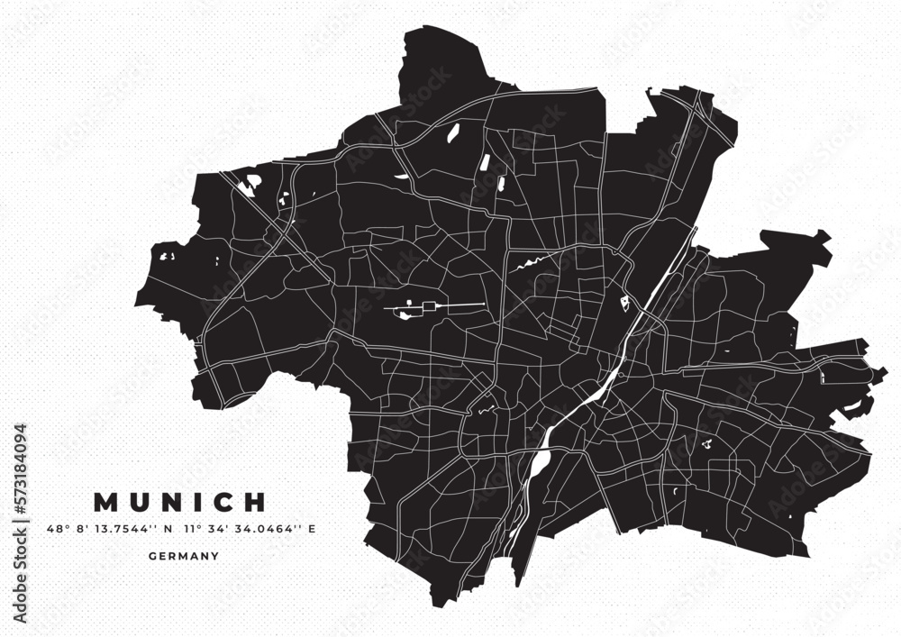 Naklejka premium Munich map vector poster flyer 
