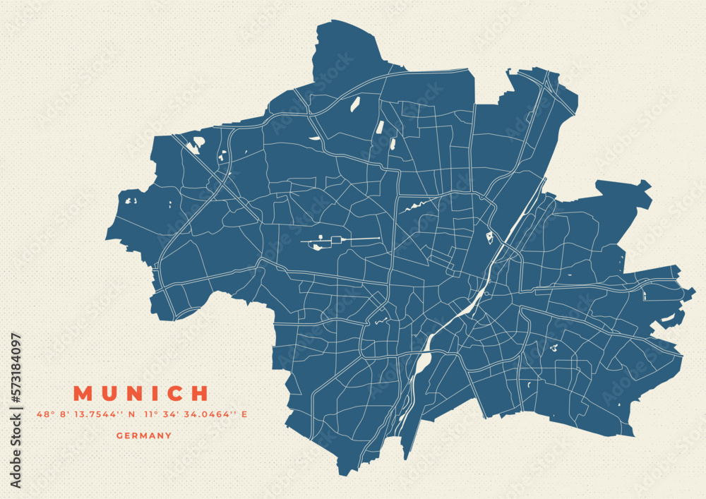 Obraz premium Munich map vector poster flyer 