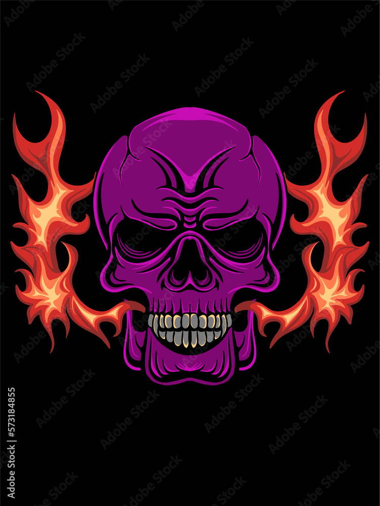 vector fire head skull illustration vector fire head skull illustration