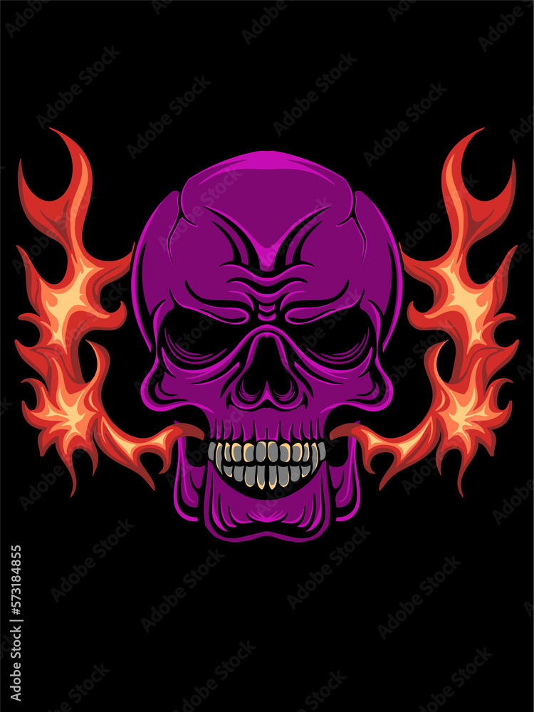 vector fire head skull illustration