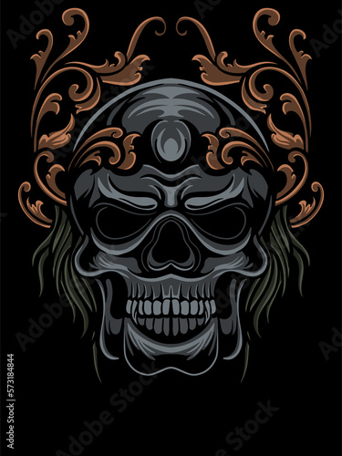 vector carving vintage head skull illustration