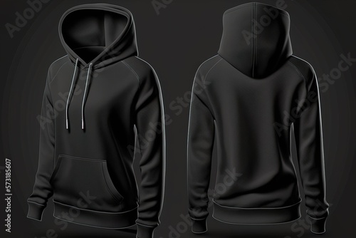 black template hoodie template, blank template shirt for women with invisible mannequin, two side front and back