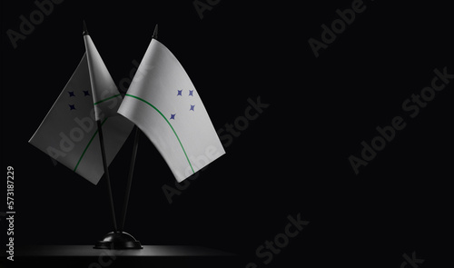 Small national flags of the Mercosur on a black background