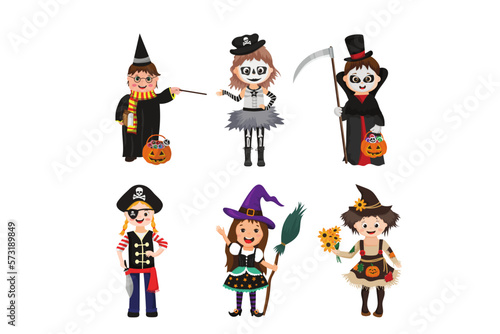 set of halloween characters , character design , carton character art 