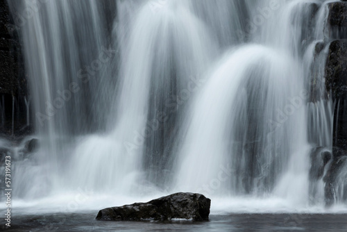 Beautiful peaceful landscape image of Aysgarth Falls in Yorkshire Dales in England during Winter morning