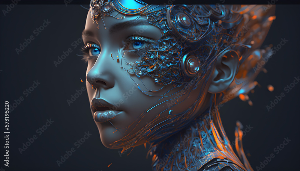 image of a connection between a person and a neural network, a connection between a person and artificial intelligence, in blue and yellow colors, the future of technology image of a connection between a person and a neural network, a connection between a person and artificial intelligence, in blue and yellow colors, the future of technology