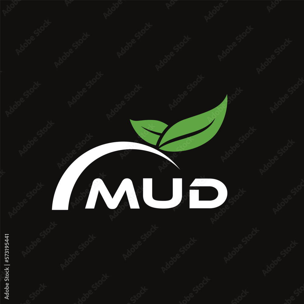 Fototapeta premium MUD letter nature logo design on white background. MUD creative initials letter leaf logo concept. MUD letter design.