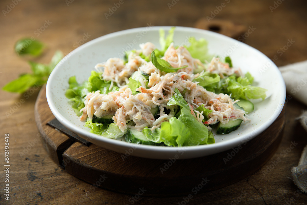 Homemade crab salad with cucumber Homemade crab salad with cucumber