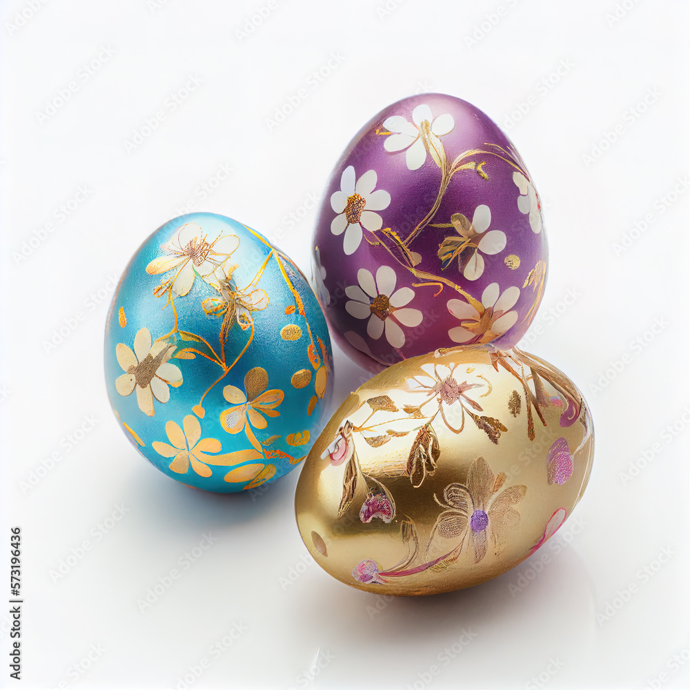 easter eggs with patterns isolate, Generative Ai easter eggs with patterns isolate, Generative Ai