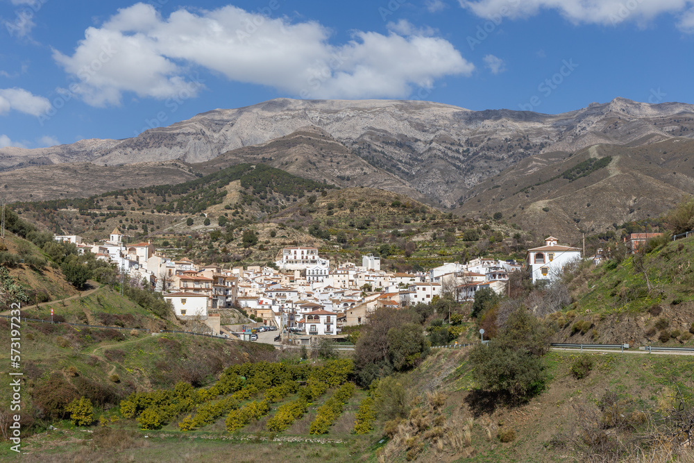 Blick auf Sedella, Andalusien, Spanien
